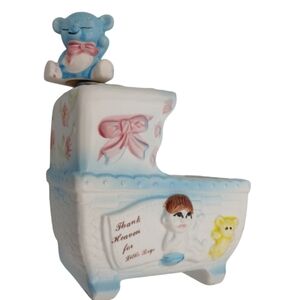 Ruben's Boy Baby Musical Flower Cart Plays Go To Sleep Wind Blue Bear Top Vtg